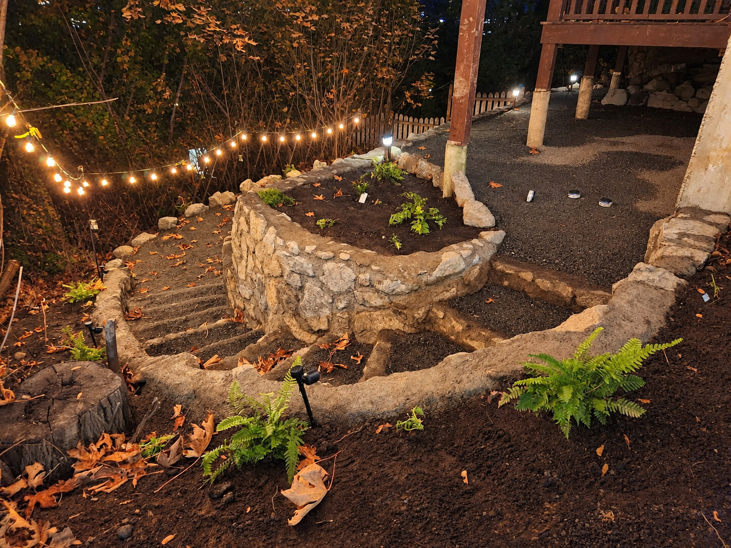 Fairytale natural stone garden walls and steps